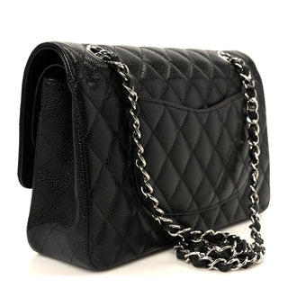 Chanel Classic Flap 25cm / Medium Black Caviar SHW side view