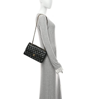 Chanel Classic Flap 25cm / Medium Black Lambskin GHW back view