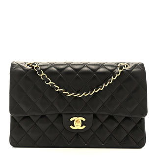Chanel Classic Flap 25cm / Medium Black Lambskin GHW front view