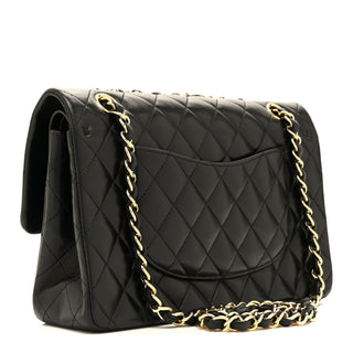 Chanel Classic Flap 25cm / Medium Black Lambskin GHW side view