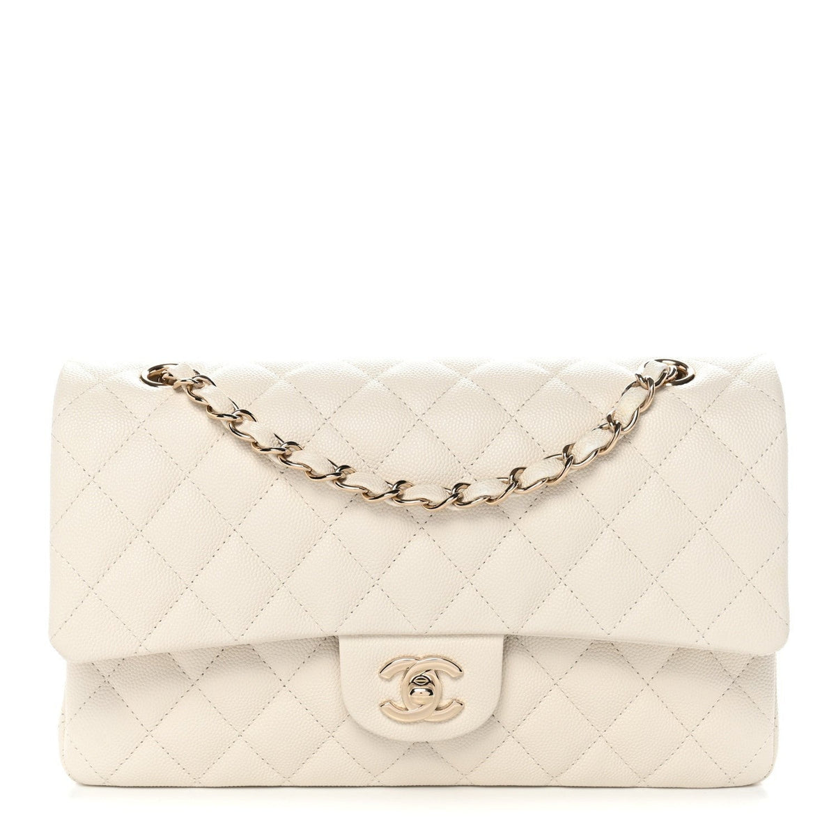 Chanel Classic Flap 25cm / Medium White front view