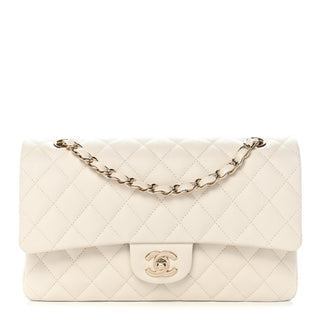 Chanel Classic Flap 25cm / Medium White front view