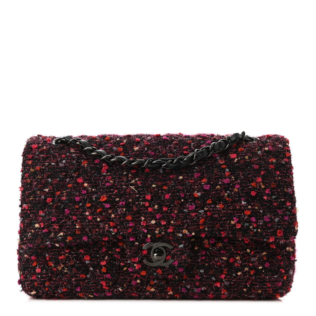 Chanel Classic Flap 25cm / Medium Tweed Multicolor front view