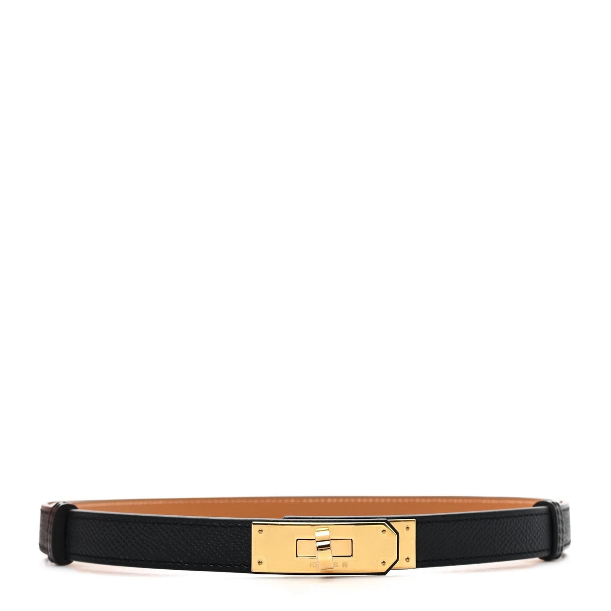 Hermès Kelly Belt 18mm Noir GHW front view