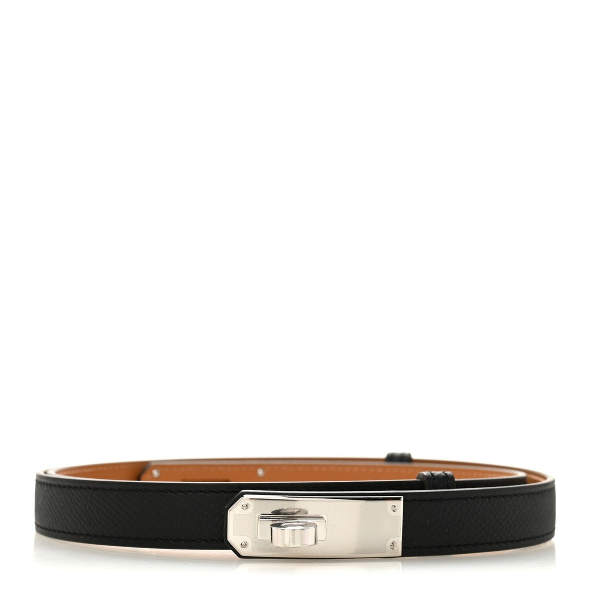 Hermès Kelly Belt 18mm Noir PHW front view