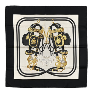 Hermès Brides de Gala Scarf 90cm Gold / Cream front view