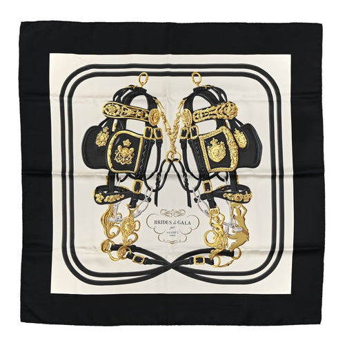 Hermès Brides de Gala Scarf 90cm Gold / Cream