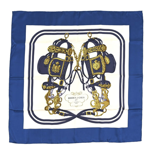 Hermès Brides de Gala Scarf 90cm Navy / White