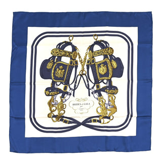 Hermès Silk Carré 90cm Brides de Gala Navy front view