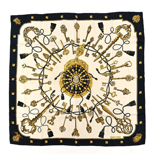 Hermès Silk Carré 90cm Les Cles Gold