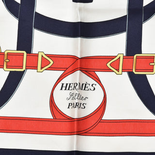Hermès Silk Carré 90cm Eperon d'Or Blue back view