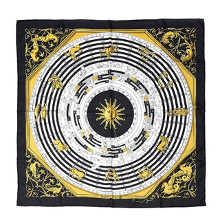 Hermès Silk Carré 90cm Astrologie Black front view