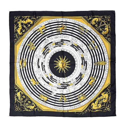 Hermès Silk Carré 90cm Astrologie Black