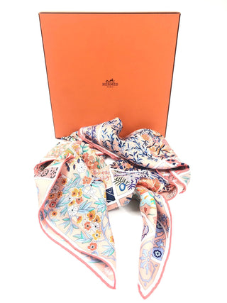 Hermès Silk Carré 90cm Cheval Surprise Pink back view