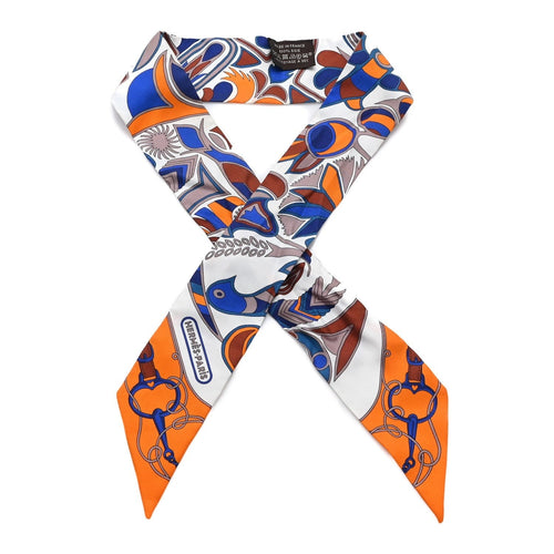 Hermès Twilly Scarf Orange / Blue