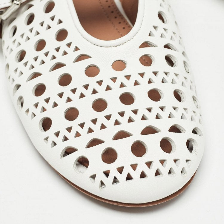 Alaïa Ballet Flat Leather White front view