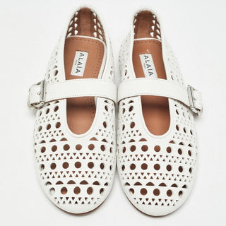 Alaïa Ballet Flat Leather White detail view