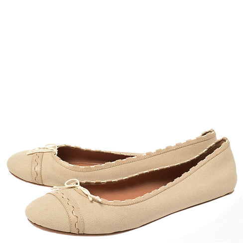 Alaïa Ballet Flat Leather Nude