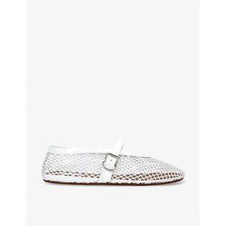 Alaïa Ballet Flat Leather Silver front view
