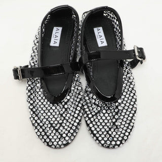 Alaïa Ballet Flat Strass Black front view