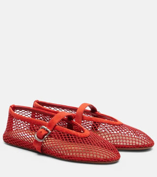 Alaïa Ballet Flat Net Red front view