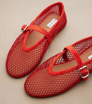 Alaïa Ballet Flat Net Red detail view