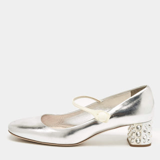 Miu Miu Mary Jane Silver front view