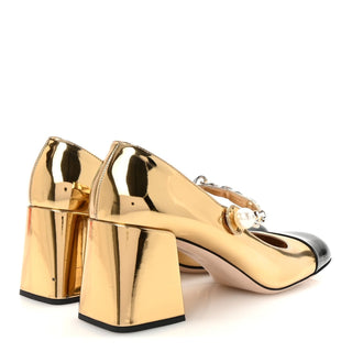 Miu Miu Mary Jane Gold front view