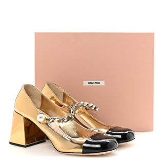 Miu Miu Mary Jane Gold back view
