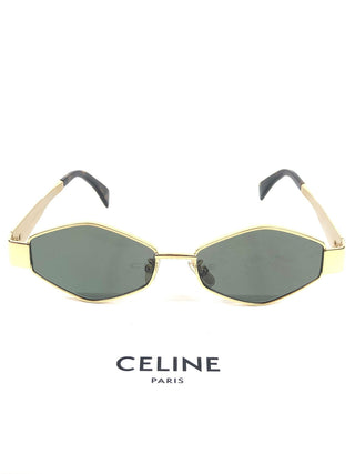 Celine Triomphe Sunglasses Gold / Green Lens front view
