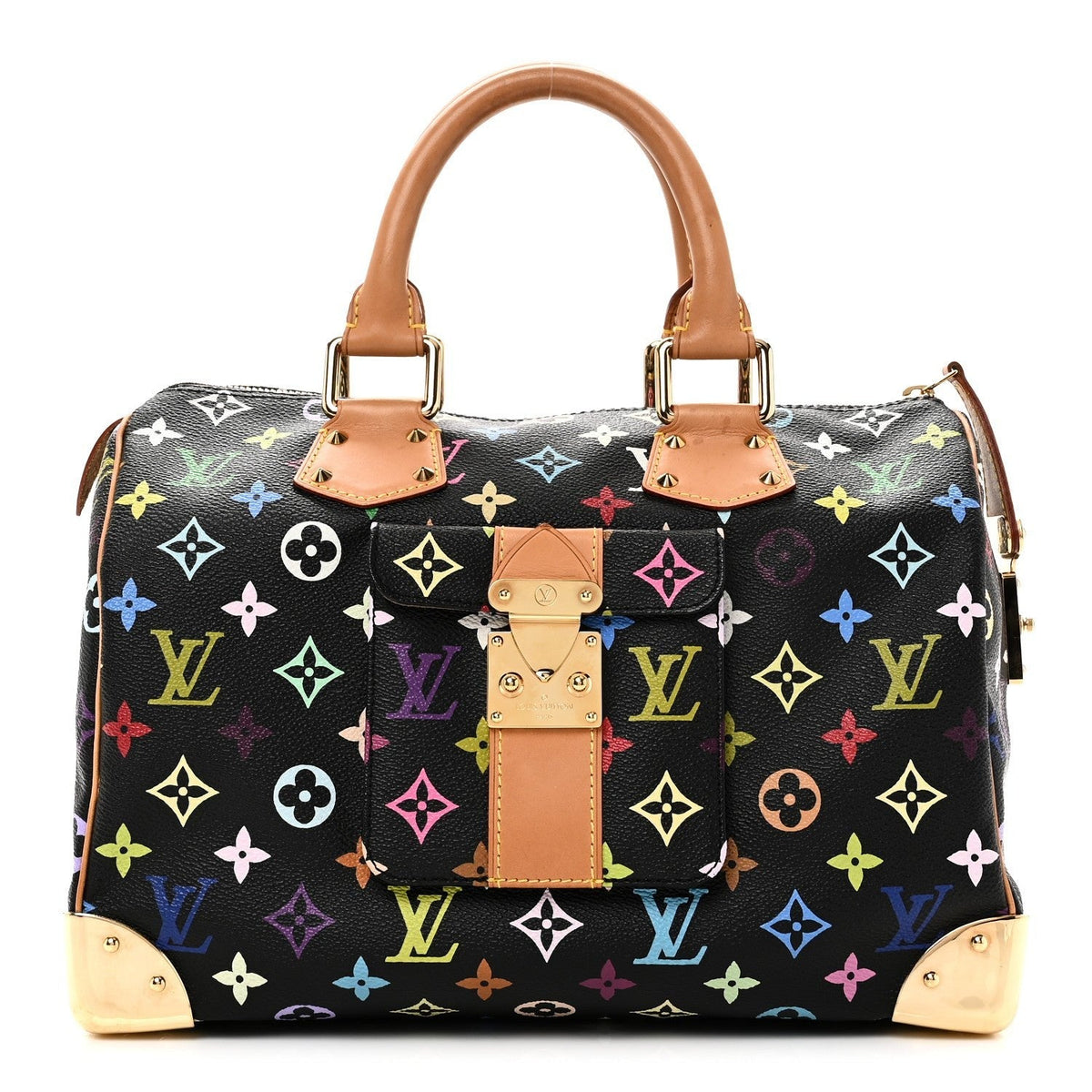 Louis Vuitton Murakami Monogram Multicolore Speedy 30 Noir / Multicolor front view