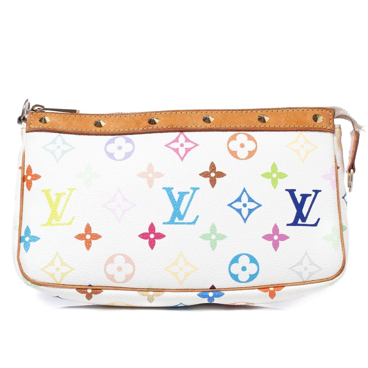 Louis Vuitton Murakami Monogram Multicolore Pochette Accessoires Blanc / Multicolor front view