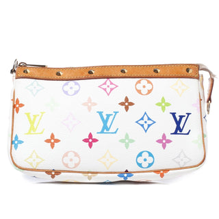Louis Vuitton Murakami Monogram Multicolore Pochette Accessoires Blanc / Multicolor front view