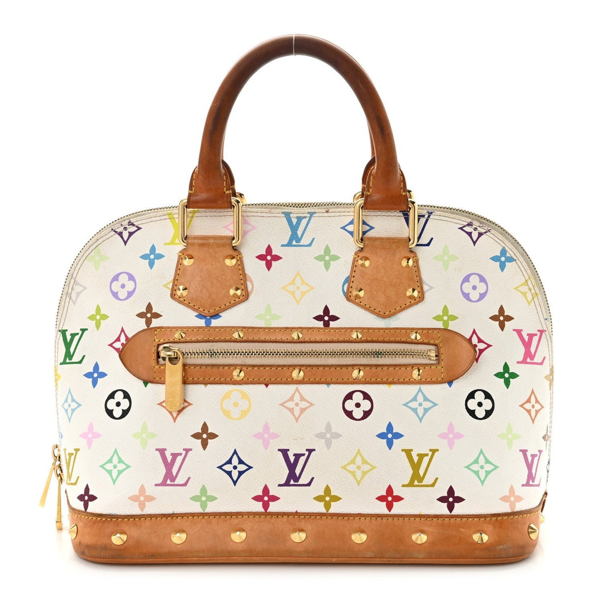 Louis Vuitton Murakami Monogram Multicolore Alma BB Blanc / Multicolor front view