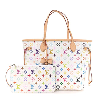 Louis Vuitton Murakami Monogram Multicolore Neverfull MM Blanc / Multicolor detail view