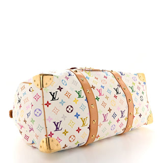 Louis Vuitton Murakami Monogram Multicolore Keepall Blanc / Multicolor back view