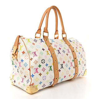 Louis Vuitton Murakami Monogram Multicolore Keepall Blanc / Multicolor side view