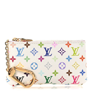 Louis Vuitton Murakami Monogram Multicolore Key Pouch Blanc / Multicolor back view