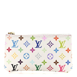 Louis Vuitton Murakami Monogram Multicolore Key Pouch Blanc / Multicolor front view