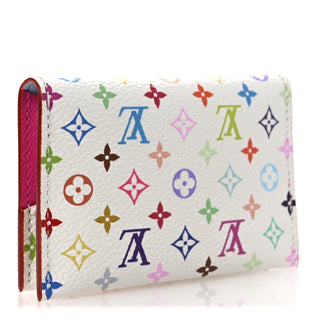 Louis Vuitton Murakami Monogram Multicolore Card Holder Blanc / Multicolor back view
