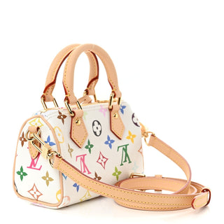Louis Vuitton Murakami Monogram Multicolore Nano Speedy Blanc / Multicolor front view