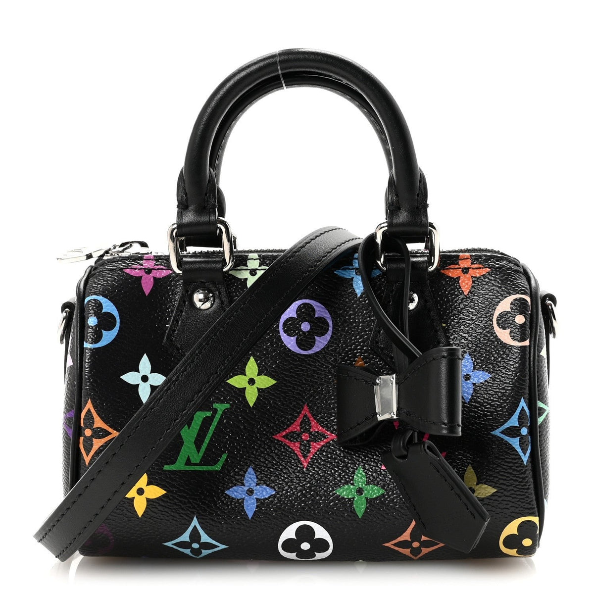 Louis Vuitton Murakami Monogram Multicolore Nano Speedy Noir / Multicolor front view
