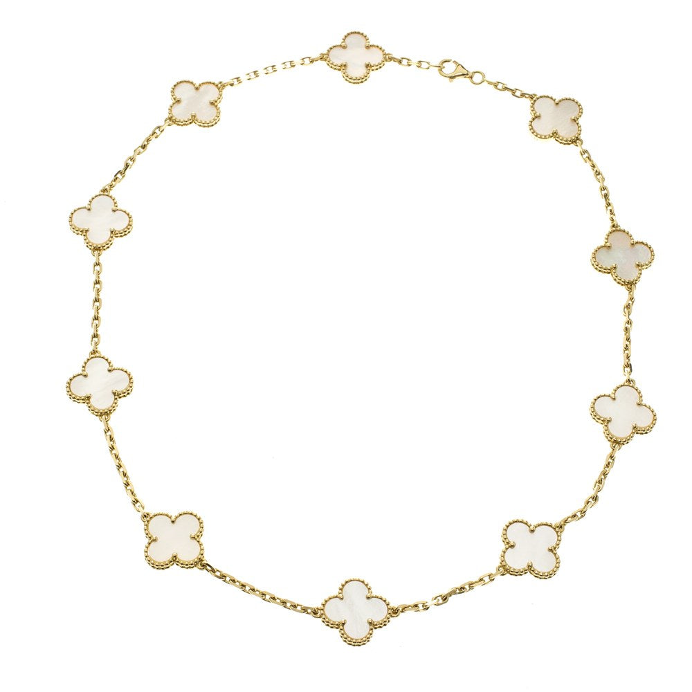 Van Cleef & Arpels Vintage Alhambra Necklace 10 motif Mother of Pearl front view