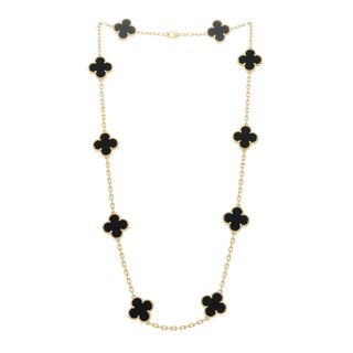 Van Cleef & Arpels Vintage Alhambra Necklace 10 motif Onyx front view