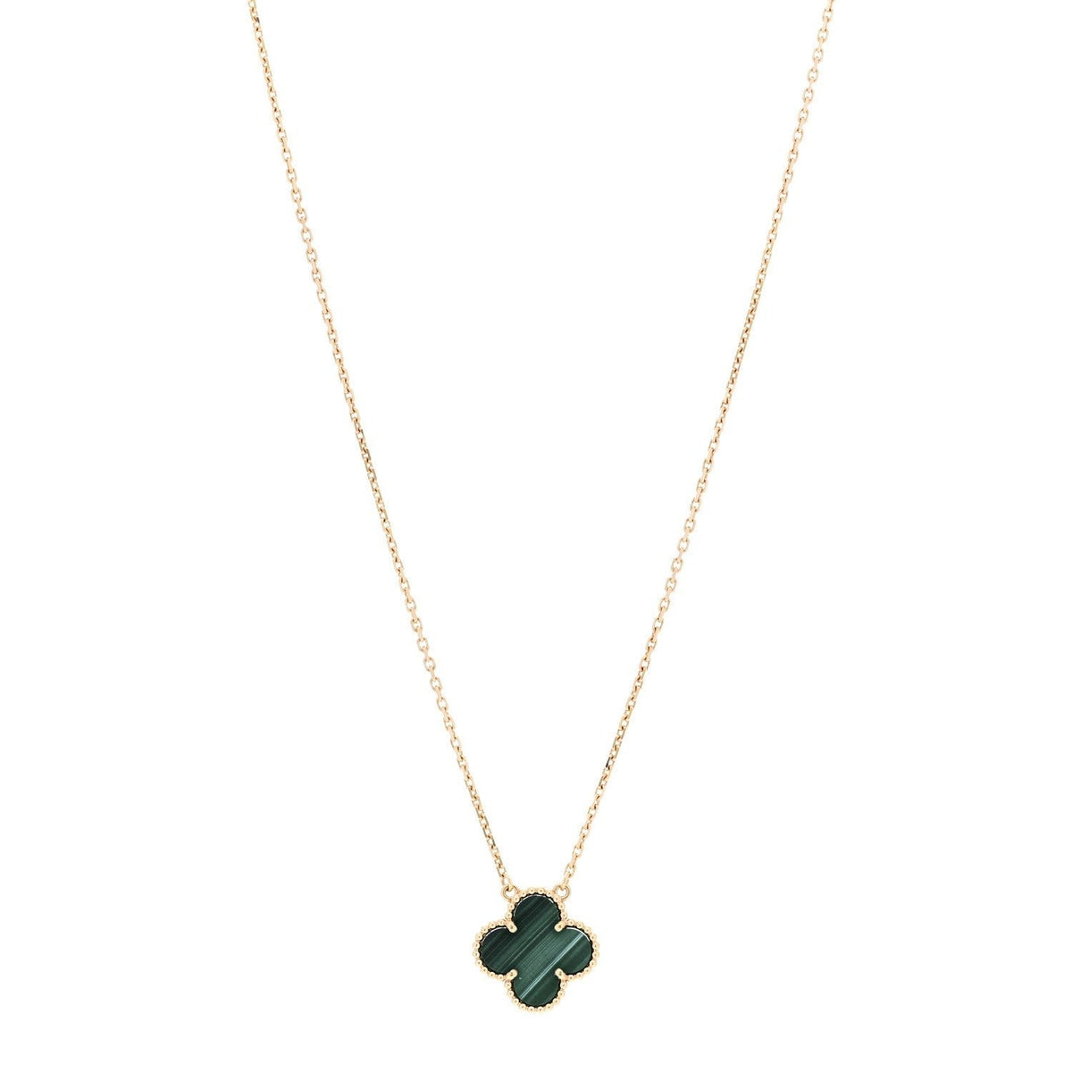 Van Cleef & Arpels Vintage Alhambra Necklace 10 motif Malachite front view