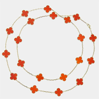 Van Cleef & Arpels Vintage Alhambra Necklace 10 motif Carnelian front view