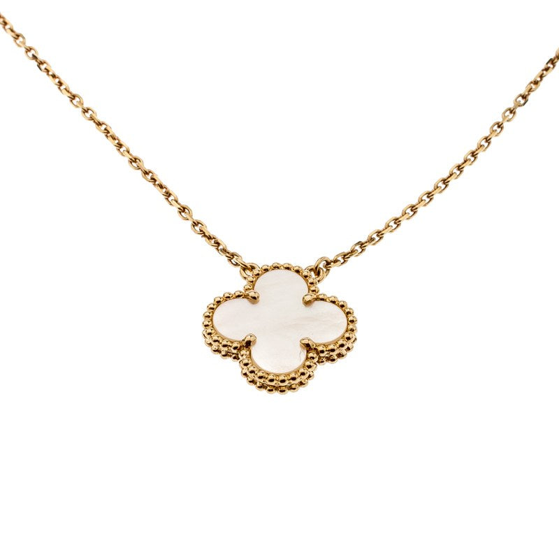 Van Cleef & Arpels Vintage Alhambra Pendant Mother of Pearl front view