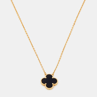 Van Cleef & Arpels Vintage Alhambra Pendant Onyx side view