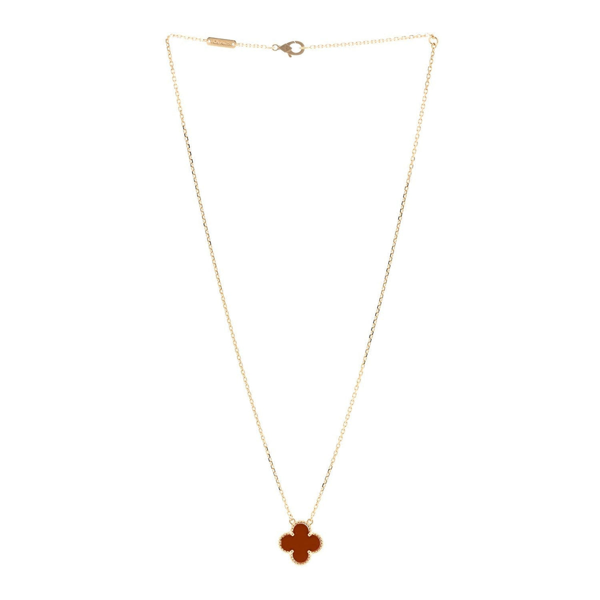 Van Cleef & Arpels Vintage Alhambra Pendant Carnelian front view