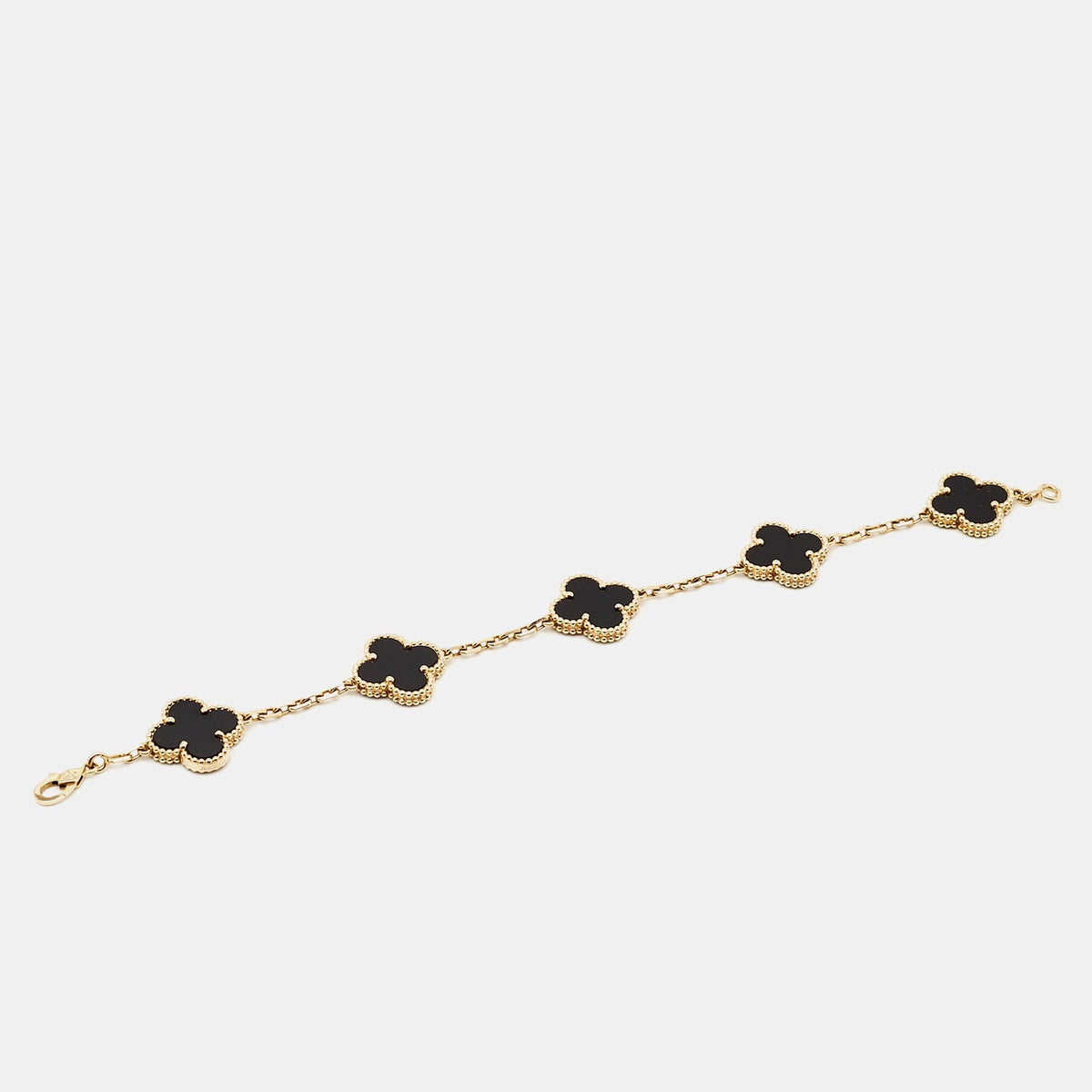Van Cleef & Arpels Vintage Alhambra Bracelet 5 motif Onyx front view